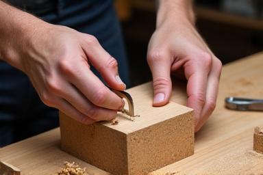 Carpintero trabajando en un mueble a medida de madera.