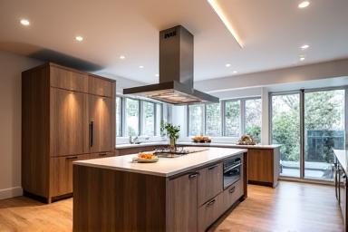 Cocina moderna y funcional con isla central.